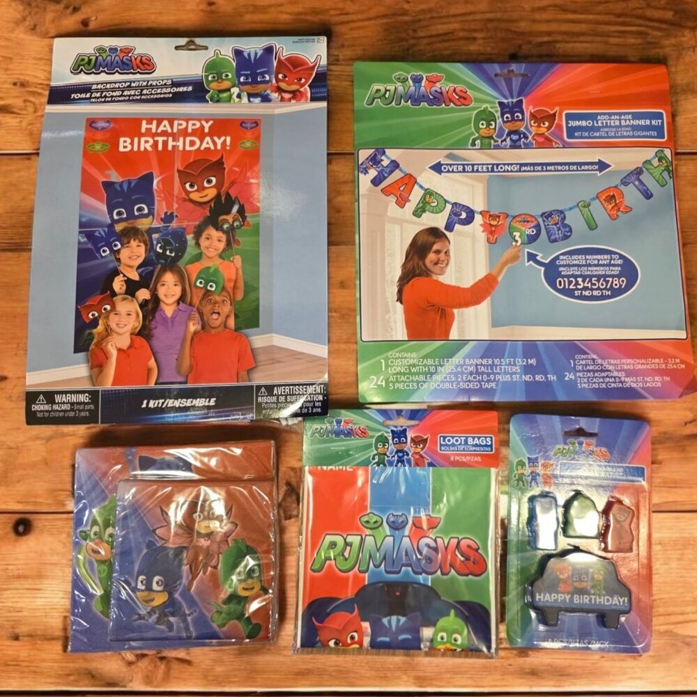 PJ Masks Birthday Party Decoration Personalize Banner Backdrop Candles‎ Napkins